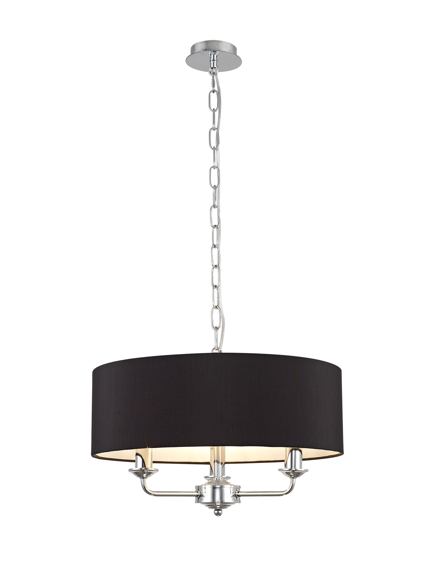 DK0007  Banyan 45cm 3 Light Pendant Polished Chrome; Black